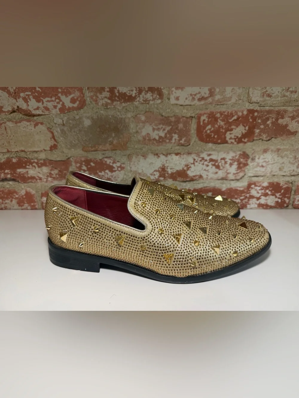 Men's Gold Studded Slip-On Dress Shoes